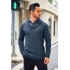 imageCOOFANDY Mens Shawl Collar Sweaters VNeck Relaxed Fit Cable PulloversBlue Gray