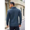 imageCOOFANDY Mens Shawl Collar Sweaters VNeck Relaxed Fit Cable PulloversBlue Gray