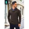 imageCOOFANDY Mens Shawl Collar Sweaters VNeck Relaxed Fit Cable PulloversBrown