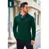 imageCOOFANDY Mens Shawl Collar Sweaters VNeck Relaxed Fit Cable PulloversDark Green