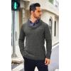 imageCOOFANDY Mens Shawl Collar Sweaters VNeck Relaxed Fit Cable PulloversGrey