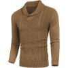 imageCOOFANDY Mens Shawl Collar Sweaters VNeck Relaxed Fit Cable PulloversKhaki