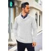 imageCOOFANDY Mens Shawl Collar Sweaters VNeck Relaxed Fit Cable PulloversWhite