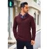 imageCOOFANDY Mens Shawl Collar Sweaters VNeck Relaxed Fit Cable PulloversWine Red