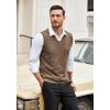 imageCOOFANDY Mens Sleeveless Sweater Vest Lightweight VNeck Cotton Vest PulloverBrown