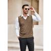 imageCOOFANDY Mens Sleeveless Sweater Vest Lightweight VNeck Cotton Vest PulloverBrown