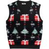 imageCOOFANDY Mens Sleeveless Sweater Vest Lightweight VNeck Cotton Vest PulloverColorful Christmas Tree