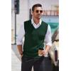imageCOOFANDY Mens Sleeveless Sweater Vest Lightweight VNeck Cotton Vest PulloverGreen