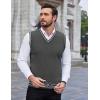 imageCOOFANDY Mens Sleeveless Sweater Vest Lightweight VNeck Cotton Vest PulloverGrey and White Stripe