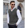 imageCOOFANDY Mens Sleeveless Sweater Vest Lightweight VNeck Cotton Vest PulloverGrey and White Stripe