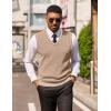 imageCOOFANDY Mens Sleeveless Sweater Vest Lightweight VNeck Cotton Vest PulloverKhaki and White Stripe
