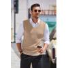 imageCOOFANDY Mens Sleeveless Sweater Vest Lightweight VNeck Cotton Vest PulloverKhaki and White Stripe