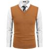 imageCOOFANDY Mens Sleeveless Sweater Vest Lightweight VNeck Cotton Vest PulloverLight Brown