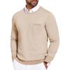 imageCOOFANDY Mens Crewneck Sweater Casual Lightweight Knitted Pullover Sweater with PocketLight Khaki