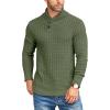 imageCOOFANDY Mens Shawl Collar Pullover Sweater Casual Slim Fit Button Textured Knit SweatersArmy Green