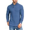 imageCOOFANDY Mens Shawl Collar Pullover Sweater Casual Slim Fit Button Textured Knit SweatersDenim Blue