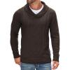imageCOOFANDY Mens Shawl Collar Sweaters VNeck Relaxed Fit Cable PulloversBrown