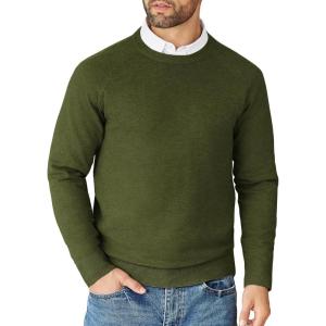 imageCOOFANDY Mens Crewneck Sweater Casual Dress Pullover Sweater Slim Fit Lightweight Long Sleeve Raglan SweatersArmy Green