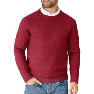 imageCOOFANDY Mens Crewneck Sweater Casual Dress Pullover Sweater Slim Fit Lightweight Long Sleeve Raglan SweatersRed