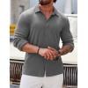 imageCOOFANDY Athletic Fit Dress Shirts for Men Ribbed Knit Textured Button Down ShirtsDark Grey