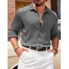 imageCOOFANDY Athletic Fit Dress Shirts for Men Ribbed Knit Textured Button Down ShirtsDark Grey