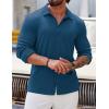 imageCOOFANDY Athletic Fit Dress Shirts for Men Ribbed Knit Textured Button Down ShirtsDeep Blue