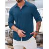 imageCOOFANDY Athletic Fit Dress Shirts for Men Ribbed Knit Textured Button Down ShirtsDeep Blue