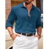 imageCOOFANDY Athletic Fit Dress Shirts for Men Ribbed Knit Textured Button Down ShirtsDeep Blue