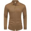 imageCOOFANDY Athletic Fit Dress Shirts for Men Ribbed Knit Textured Button Down ShirtsLight Brown