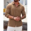 imageCOOFANDY Athletic Fit Dress Shirts for Men Ribbed Knit Textured Button Down ShirtsLight Brown