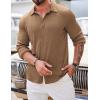 imageCOOFANDY Athletic Fit Dress Shirts for Men Ribbed Knit Textured Button Down ShirtsLight Brown