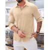 imageCOOFANDY Athletic Fit Dress Shirts for Men Ribbed Knit Textured Button Down ShirtsLight Khaki