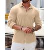 imageCOOFANDY Athletic Fit Dress Shirts for Men Ribbed Knit Textured Button Down ShirtsLight Khaki