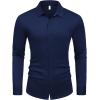 imageCOOFANDY Athletic Fit Dress Shirts for Men Ribbed Knit Textured Button Down ShirtsNavy