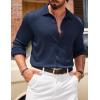 imageCOOFANDY Athletic Fit Dress Shirts for Men Ribbed Knit Textured Button Down ShirtsNavy