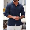 imageCOOFANDY Athletic Fit Dress Shirts for Men Ribbed Knit Textured Button Down ShirtsNavy