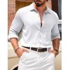 imageCOOFANDY Athletic Fit Dress Shirts for Men Ribbed Knit Textured Button Down ShirtsWhite
