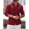 imageCOOFANDY Athletic Fit Dress Shirts for Men Ribbed Knit Textured Button Down ShirtsWine
