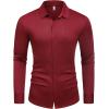 imageCOOFANDY Athletic Fit Dress Shirts for Men Ribbed Knit Textured Button Down ShirtsWine