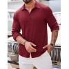 imageCOOFANDY Athletic Fit Dress Shirts for Men Ribbed Knit Textured Button Down ShirtsWine