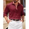 imageCOOFANDY Athletic Fit Dress Shirts for Men Ribbed Knit Textured Button Down ShirtsWine
