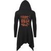 imageCOOFANDY Long Hooded Cardigan Ruffle Shawl Collar Open Front Lightweight Drape Cape Overcoat with PocketsLetter Printed