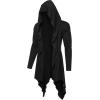 imageCOOFANDY Long Hooded Cardigan Ruffle Shawl Collar Open Front Lightweight Drape Cape Overcoat with PocketsLetter Printed