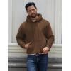 imageCOOFANDY Men Cotton Fleece Hooded Sweatshirt Casual Long Sleeve Hoodies Pullover Fashion Drawstring Hoodie with Kanga PocketDark Brown