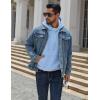 imageCOOFANDY Men Cotton Fleece Hooded Sweatshirt Casual Long Sleeve Hoodies Pullover Fashion Drawstring Hoodie with Kanga PocketLight Blue