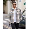 imageCOOFANDY Men Flannel Shirt Casual Button Down Shirt Jacket Long Sleeve Plaid Shirts with PocketsLight Gray