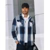 imageCOOFANDY Men Flannel Shirt Casual Button Down Shirt Jacket Long Sleeve Plaid Shirts with PocketsNavy Blue