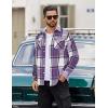 imageCOOFANDY Men Flannel Shirt Casual Button Down Shirt Jacket Long Sleeve Plaid Shirts with PocketsPurple
