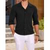 imageCOOFANDY Men Long Sleeve Button Down Shirts Muscle Fit Dress Shirts Slim Fit Knit Shirts Camp Collar ShirtsBlack