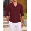 imageCOOFANDY Men Long Sleeve Button Down Shirts Muscle Fit Dress Shirts Slim Fit Knit Shirts Camp Collar ShirtsBurgundy